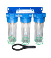 Zestaw 3 Korpusów Narurowych 10" Aquafilter FHPRCL1-B-TRIPLE – Gwint 1" System 3-Stopniowy