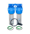 Zestaw 2 Korpusów 3-częściowych 10" Aquafilter FHPRCL12-3B-TWIN – Gwint 1/2" System 2-Stopniowy
