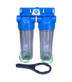 Zestaw 2 Korpusów Narurowych 10" Aquafilter FHPRCL34-B-TWIN – Gwint 3/4" System 2-Stopniowy